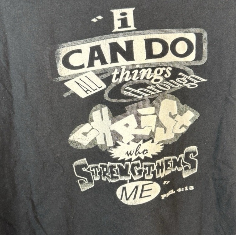 Jesus Religious Graphic T-Shirt Christ Strength Inspiration Superman Retro Sz XL - Picture 4 of 6